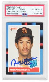 Roberto Alomar Signed San Diego Padres 1988 Donruss Rated Rookie Baseball Card