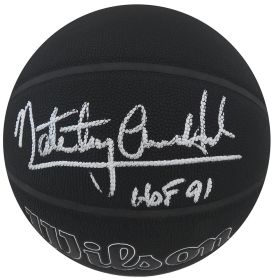 Nate 'Tiny' Archibald Signed Black NBA Basketball 75th Anniversary Logo HOF'91