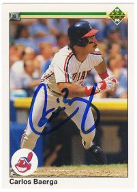 Carlos Baerga Signed Cleveland Indians Upper Deck Rookie Baseball Trading Card