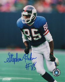 Stephen Baker Signed New York Giants Blue Jersey Action Photo