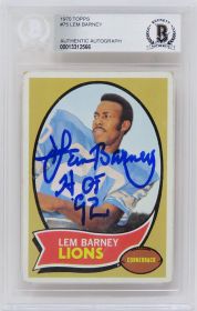 Lem Barney Signed Detroit Lions Topps Rookie Card #75 w/HOF