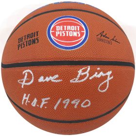 Dave Bing Signed Wilson Detroit Pistons Logo NBA Basketball with Hall of Fame