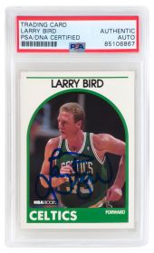 Larry Bird Signed Boston Celtics 1989 NBA Hoops Basketball Card #150