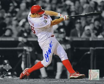 Joe Blanton Signed Philadelphia Phillies World Series Swinging Spotlight Photo