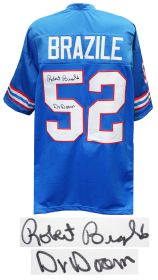 Robert Brazile Signed Blue Throwback Custom Football Jersey with Dr. Doom