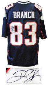 Deion Branch Signed Navy Custom Football Jersey