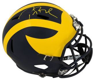 Tom Brady Signed Michigan Wolverines Riddell Full Size Speed Replica Helmet