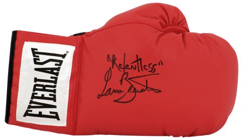 Lamon Brewster Signed Everlast Red Full Size Boxing Glove with Relentless