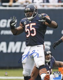 Lance Briggs Signed Chicago Bears Navy Jersey Photo