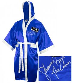 Shannon Briggs Signed Title Blue With White Trim Boxing Robe w/The Cannon