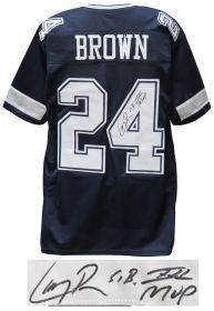 Larry Brown Signed Navy Custom Football Jersey w/SB XXX MVP