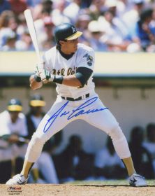 Jose Canseco Signed Oakland Athletics White Jersey Batting Action Photo