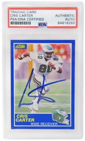 Cris Carter Signed Philadelphia Eagles 1989 Score Football Rookie Card #73