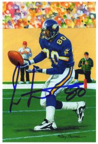 Cris Carter Signed Minnesota Vikings Hall of Fame Goal Line Art Card