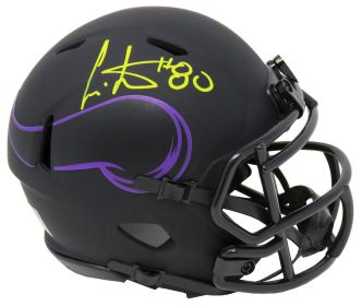 Cris Carter Signed Minnesota Vikings Eclipse Black Matte Riddell  Mini Helmet