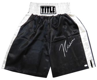 Julio Cesar Chavez Signed Everlast Black With White Trim Boxing Trunks