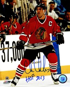 Chris Chelios Signed Chicago Blackhawks Action Photo w/Hall of Fame 2013