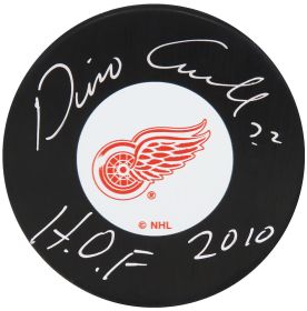 Dino Ciccarelli Signed Detroit Red Wings Logo Hockey Puck w/Hall of Fame 2010