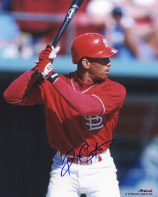 Royce Clayton Signed Cardinals Batting Close Up Photo