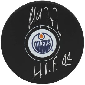 Paul Coffey Signed Edmonton Oilers Logo Hockey Puck w/Hall of Fame '04