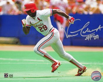 Vince Coleman Signed St. Louis Cardinals Stealing Base Action Photo