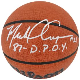 Michael Cooper Signed Wilson NBA Basketball w/87 NBA DPOY