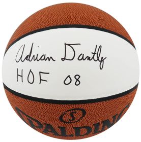 Adrian Dantley Signed Spalding White Panel Basketball w/Hall of Fame '08