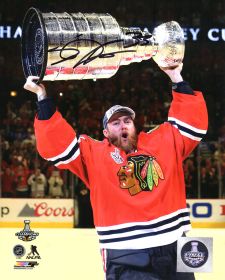 Scott Darling Signed Blackhawks Holding 2015 Stanley Cup Photo