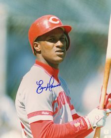 Eric Davis Signed Cincinnati Reds Bat In Hand Close Up Photo