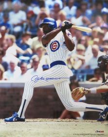 Andre Dawson Signed Chicago Cubs Batting Action Photo