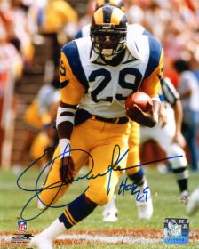 Eric Dickerson Signed Los Angeles Rams Action Photo w/Hall of Fame '99