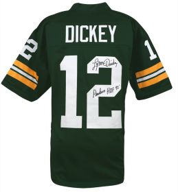 Lynn Dickey Signed Green Custom Football Jersey w/Packers Hall of Fame '92