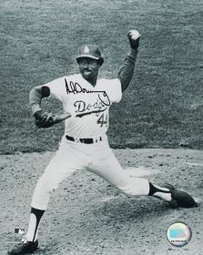 Al Downing Signed Dodgers Pitching B&W Photo