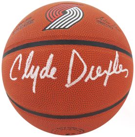 Clyde Drexler Signed Wilson Portland Trailblazers Logo NBA Basketball