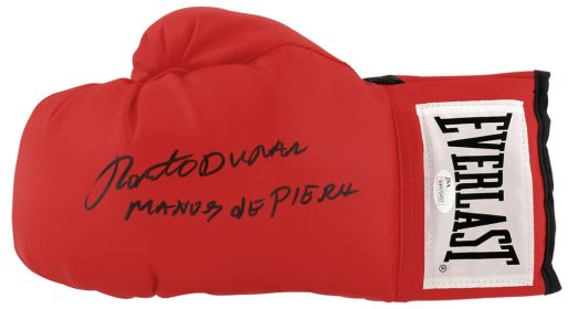 Roberto Duran Signed Everlast Red Boxing Glove w/Manos De Piedra