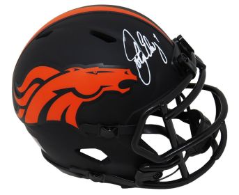 John Elway Signed Denver Broncos Eclipse Black Matte Riddell Speed Mini Helmet