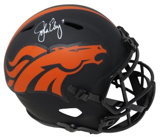 John Elway Signed Denver Broncos Eclipse Black Matte Riddell Replica Helmet