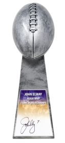 John Elway Signed Football World Champion Replica Silver Trophy