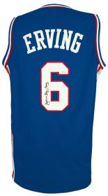 Julius 'Dr. J' Erving Signed Blue Throwback Custom Basketball Jersey - (JSA)