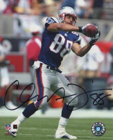 Christian Fauria Signed New England Patriots Catching Ball Photo