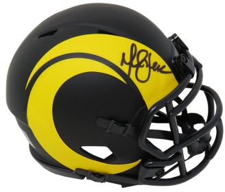 Marshall Faulk Signed Rams Eclipse Black Matte Riddell Mini Helmet