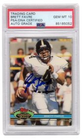 Brett Favre Signed 1991 Topps Stadium Club Rookie Football Card #94