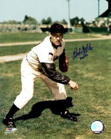 Bob Feller Signed Cleveland Indians Pitching Pose Photo w/HOF'62