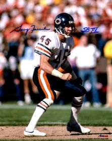 Gary Fencik Signed Chicago Bears White Jersey Action Photo w/SB XX