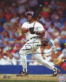 Cecil Fielder Signed Detroit Tigers White Jersey Swinging Action Photo