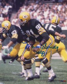 Marv Fleming Signed Green Bay Packers Green Jersey Action Photo