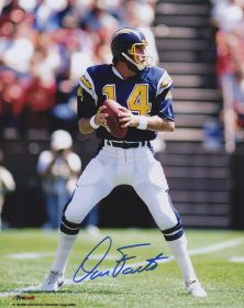 Dan Fouts Signed Chargers Drop Back Action Photo