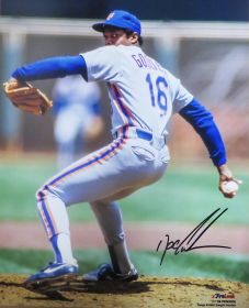 Dwight 'Doc' Gooden Signed New York Mets Pitching Grey Jersey Action Photo