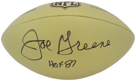 Joe Greene Signed Wilson Duke Gold Metallic NFL Replica Football w/HOF '87