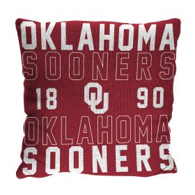 Oklahoma OFFICIAL NCAA "Stacked" Woven Pillow; 20" x 20"